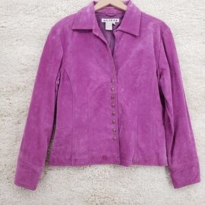 VINTAGE A.M.I. US women Medium purple jacket leather fully lined snap front cuff